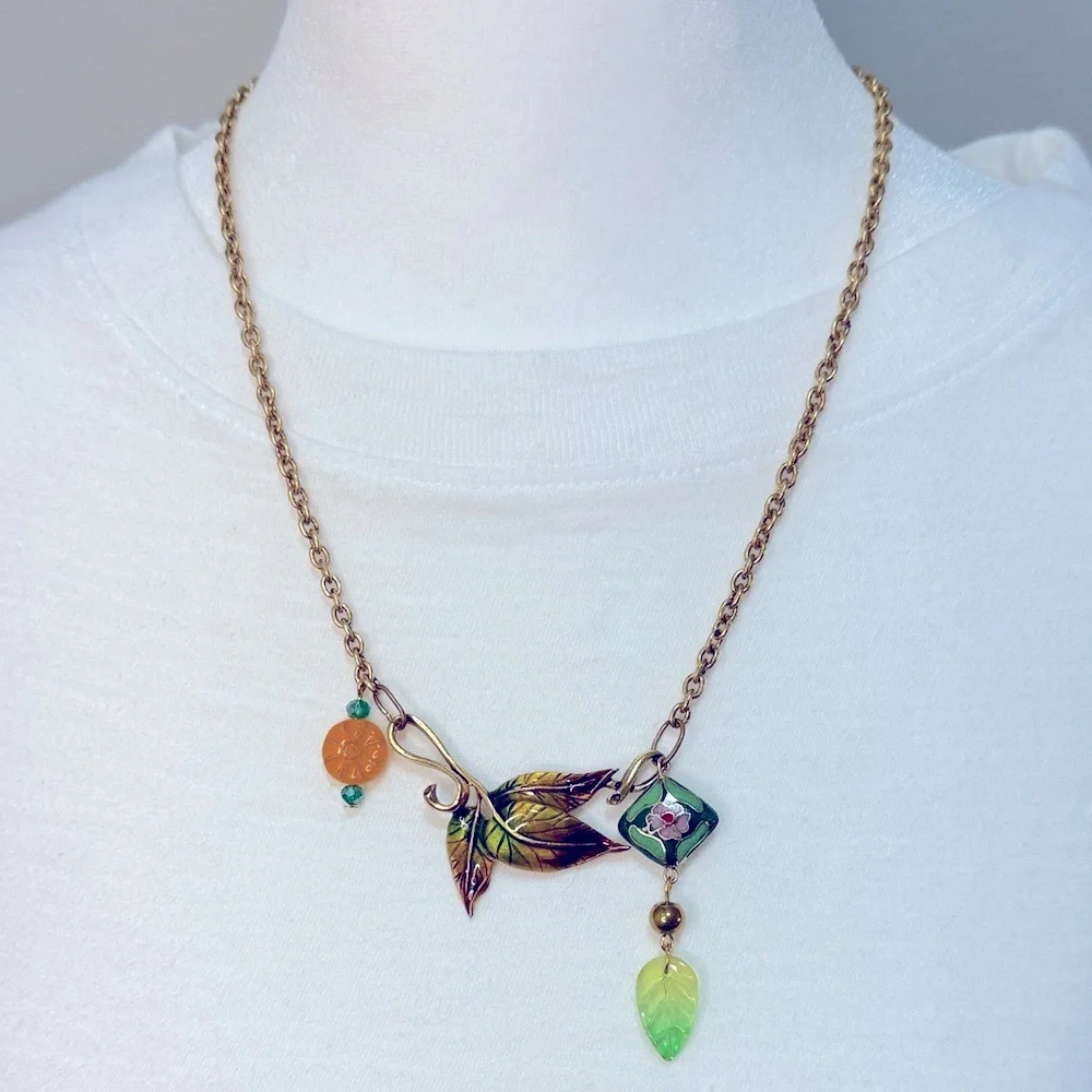 Autumn Cloisonne Charm Necklace #44 - Picture 4 of 4